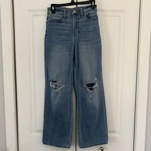 🪷SO Light Blue Distressed High Rise Wide-Leg Jeans, 5/27W